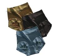 3pcsPremium Satin Ice Silk Moisture-absorbing Panties,High waist seamless butt lift underwear，plus size comfort briefs (A,M)