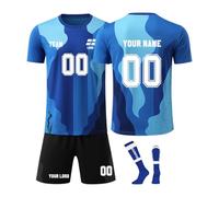 3peice Personalised Football Kits 24/25 Home/Away Soccer Jersey Shirt with Name Number logo Tracksuit Training Running Shirts Shorts and Socks Set Sportwear Activewear for Adults and Kids