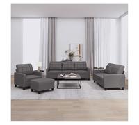 3Piece Faux Leather Sofa Set for Living Room StainResistant and Easy to Clean Includes Cushions and Ottoman Stylish Grey Furniture for Modern Homes