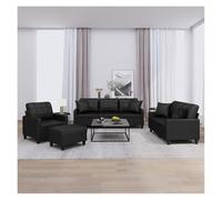 3Piece Faux Leather Sofa Set for Living Room StainResistant & Easy to Clean Includes Cushions & Ottoman Modern Schwarz Design for Stylish Comfort