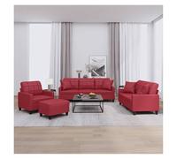 3Piece Faux Leather Sofa Set for Living Room StainResistant & Easy to Clean Includes Cushions & Ottoman Stylish Weinrot Color Perfect for Home Decor