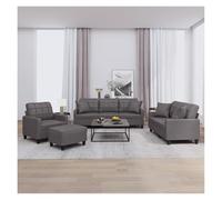 3Piece Faux Leather Sofa Set for Living Room StainResistant & Easy to Clean Includes Cushions & Ottoman Modern Grau Design Comfortable Seating Solution