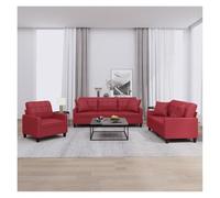 3Piece Faux Leather Sofa Set for Living Room StainResistant & Easy to Clean Includes Cushions Stylish Weinrot Design Comfortable Sofa Furniture