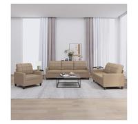 3Piece Faux Leather Sofa Set for Living Room StainResistant & Easy to Clean Includes Cushions Stylish Comfortable Seating for Home Decor (Capno Mit Kissen)