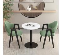 3Piece Round Dining Set with 2 Upholstered PU Chairs Perfect for Office Reception Small Conference Rooms or Kitchen Coffee TablesStylish Negotiation Table and Chair (Cloth Style