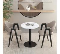 3Piece Round Dining Set with 2 Upholstered PU Chairs Perfect for Office Reception Small Conference Rooms or Kitchen Coffee TablesStylish Negotiation Table and Chair (Cloth Style