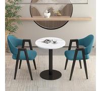 3Piece Round Dining Set with 2 Upholstered PU Chairs Perfect for Office Reception Small Conference Rooms or Kitchen Coffee TablesStylish Negotiation Table and Chair (Cloth Style
