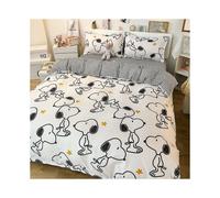 (3piece set 150x200cm, shinubibai) 3/4 Piece Set Kawaii Snoopy Cartoon Cotton Quilt Cover Sheet Pillow Case Anime Comfortable Soft Household Bedding Article Gifts