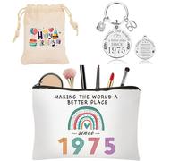 3Piece Set 50th Birthday Gifts for Women, with Personalized Keyring, Thoughtful 50th Birthday Gift Bag for Her, Ideal for Mum, Sister, Wife, or Friend, 1975 Birthday Gifts for Women
