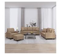 3Piece Sofa Set for Living Room Faux Leather Couch with Cushions StainResistant & Easy to Clean Modern Design with Ottoman (Capno Mit Polstern)