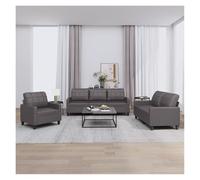 3Piece Sofa Set for Living Room Faux Leather Couch with Cushions StainResistant & Easy to Clean Modern Grey Sofa Furniture for Home Decor