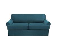 3Piece Stretch Sofa Covers for TCushion Couch Soft Fur Slipcovers with 2 Individual TCushion Seat Covers Teal XL Love Seat Protector Easy Care Furniture Cover