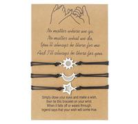 3Pieces Adjustable Friendship Bracelets Unique Moon Sun Star Wrist Chain Handmade Cord For Best Friend Couples Best Friend Jewelry