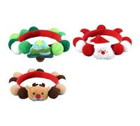 3Pieces Adjustable Plush Collar Pet Necklaces with Fun Pompoms Perfect for Cats and Small Dogs Christmas Party Supply Christmas Pet Accessory