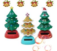 3Pieces Christmas Solar Dancing Figurines, Solar Dancing Christmas Tree Swinging Toys, Animated Decorative Dashboard, Solar Car Dashboard Toys, Sun Catcher Car Windowsill Decor