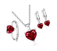 3Pieces Elegant Heart Shaped Cubic Zirconia Jewelry Set Necklace Earrings Rings Lightweight Accessories For Women Stylish Cubic Zirconia Heart Jewelry Trio, One Size, as described, as described