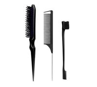 3Pieces Hair Styling Comb Set Teasing Hair Brush Tail Comb Edge Brush for Edge Back Brushing Combing Slicking Kids and Set Boys
