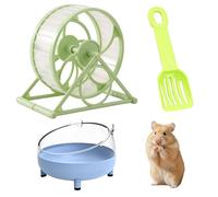 3Pieces Hamster Sand Bath Container with Sand Shovel + Hamster Silent Running Wheel Set 5.12inch Transparent Dwarf Sandbox Toilet Syrian Exercise Wheel Small Pet Toys for Dwarf Gerbils Mice