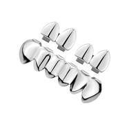 3Pieces Hip Hop Teeth Grillzs Set Reflective Front | Adjustable Size Upper Lower Teeth Caps for Music Lovers and Artists