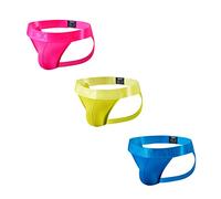 3Pieces/Pack Mens Underwear Jockstraps Mesh Mens Jockstrap Athletic Supporters Mens Sport Underwear (UK, Alpha, M, Regular, Regular, rose+Y+blue)