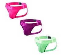 3Pieces/Pack Mens Underwear Jockstraps Mesh Mens Jockstrap Athletic Supporters Mens Sport Underwear (UK, Alpha, M, Regular, Regular, rose+purple+green)
