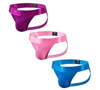 3Pieces/Pack Mens Underwear Jockstraps Mesh Mens Jockstrap Athletic Supporters Mens Sport Underwear (UK, Alpha, M, Regular, Regular, Purple+pink+blue)