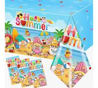 3Pieces Summer Party Decorations, 71 * 43 Inch Gnome Hell Summer Beach Tablecloth Disposable Beach Party Decorations Table Cover,Beach Party Decorations Summer Tablecloth for Beach Summer Party