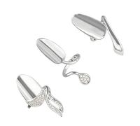 3Pieces Trendy Open Knuckles Rings with Brilliant | Shining Cubic Zirconia Stones Manicure Jewelry for Eye Catching Nails Accessories and Gifts for Theme Parties