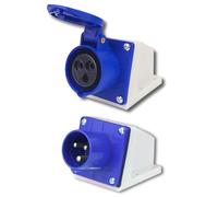 3Pin 16A Industrial Plug, Socket, IP44 Industrial Mould Plug Socket, 3Pin Waterproof Connector Plug Socket, Camping Caravan Industrial Plug Socket, Male Female 3 Pin Replacement Plug Socket