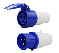 3Pin 16A Industrial Plug, Socket, IP44 Industrial Plug Socket, 3Pin Waterproof Connector Plug Socket, Camping Caravan Industrial Plug Socket, Male Female 3 Pin Replacement Industrial Site Plug Socket