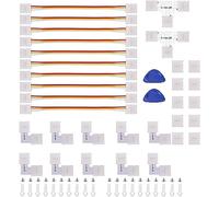 3pin LED Strip Connector, kit Includes 10mm LED Angle Connector for WS2811 WS2812 Controller, Cordless and T Connector, Strip and Patch Cord