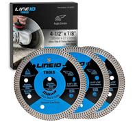 3pk 115mm 4.5in Diamond Saw Blades Angle Grinder Tile Cutter X-Turbo Rim | Ultra Thin About 1mm Kerf Cuts Chip Free on Porcelain, Granite, Marble, Stone, Concrete, Masonry, Wet or Dry, 22.23mm Arbor