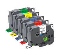3PK 5PK TZe251 Compatible Label Tape Works With 24mm TZe TZe-251 TZe 251 151 451 551 651 751 For Label Printer(5PK 5Mixed Colors)