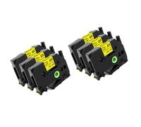 3PK 6PK Heat Shrink Tube Tape Compatible With HSe-231 HSe-211 HSe-631 6-24mm For PT-E550W E300 E500 P750WVP P900 P950W And Similar Models(9mm yellow 6pk)