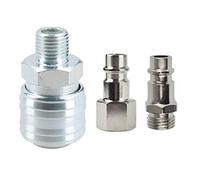 3pk Air Line Hose Fitting Female Coupler,Male Plugs 1/4" BSP Euro Quick Release