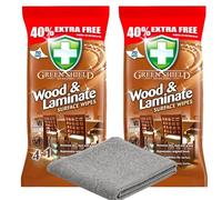 3pk Bundle Of Greenshield Wood & Laminate Floor Wipes 70 Pack (Pack of 2) + Microfibre Buffing Cloth - 4 in 1 Cleaning, Polishing & Streak-Free Shine for Wood Floors & Surfaces