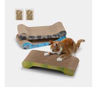 Milo & Misty Cat Scratching Board - Pack of 3 Cardboard Cat Scratcher with Catnip, Scratching Mat for Indoor Kittens - 48x22x7cm