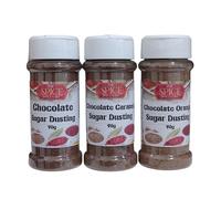 3pk Chocolate Variety Hot Drinks Dusting Topper Flavouring, Chocolate 90g, Choco Caramel 90g, Choc Orange 90 g - Also for Popcorn flavouring, Cupcake Duster, Icing, baking by The Spice Specialist