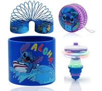 3pk Disney Stitch Toys for Boys - Bouncing Coil Spring Toy, Light Up Yoyo & LED Light Up Spinning Top, Boys Girls Birthday Gifts Age 3-12 Kids Toys Indoor Outdoor Games