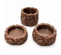 3PK Extra Small Critter Food and Water Dishes, Brown | Assorted Depth, Spiders, Insects, Baby Reptiles and Baby Rodents