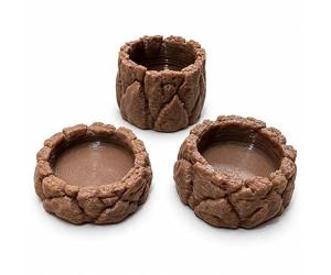 3PK Extra Small Critter Food and Water Dishes, Brown | Assorted Depth, Spiders, Insects, Baby Reptiles and Baby Rodents