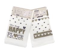 3pk Happy Place Tea Towels - TJ Hughes White