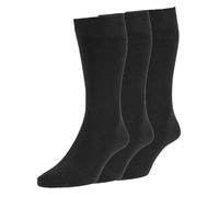 3pk Hj Hall Executive Cotton Rich Casual Smooth Knit Plain Socks Big Foot 15-17 Black