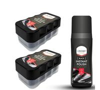 3pk Instant Shoe Shine Sponge With Shoe Polish Black Shoe Polish For Vinyl & Leather Express Shine Sponge For Boots & Bags Water Resistant Shoe Polish Black 100ml