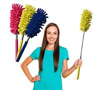 3pk Microfibre Extendable Feather Duster Brush | Feather Dusters for Cleaning Extendable Duster up to 76cm with 360 Rotating Microfiber Telescopic Duster Cobweb Brush Extendable | Long Handled Duster