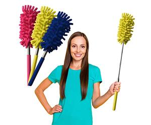 3pk Microfibre Extendable Feather Duster Brush | Feather Dusters for Cleaning Extendable Duster up to 76cm with 360 Rotating Microfiber Telescopic Duster Cobweb Brush Extendable | Long Handled Duster