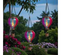 3Pk Mini Aurora Flaming Hanging Balloon Purple & Blue Cute Garden Solar Light