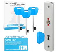 3PK Radar Key for Disabled Toilets UK - 4 Colours - Disabled Toilet Keys with 'Just Can't Wait' Card RubiGo (Blue)