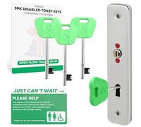 3PK Radar Key for Disabled Toilets UK, Disabled Toilet Keys with 'Just Can't Wait' Card RubiGo (Green)