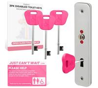 3PK Radar Key for Disabled Toilets UK, Disabled Toilet Keys with 'Just Can't Wait' Card RubiGo (Pink)